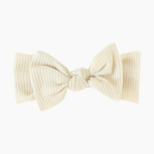 Copper Pearl Knit Headband Bow - Moonstone