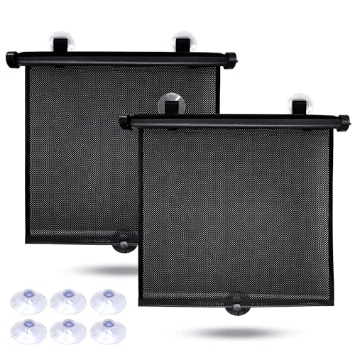 EcoNour Car Window Shades for Baby (2 Pack) - Upgraded | Shades for Side Window | Comes with Enhanced Suction Cups & Large Clips for Durability | Baby Car Accessories (18" x 20")