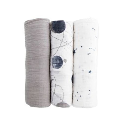 Little Unicorn Cotton Muslin Swaddle Blanket - Planet - 3pk