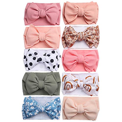 KIDOCHEESE Oversized Baby Headbands with Bows - Elastic Nylon Hairbands, Head Wraps and Hair Accessories for Newborns, Infants, Toddlers and Kids