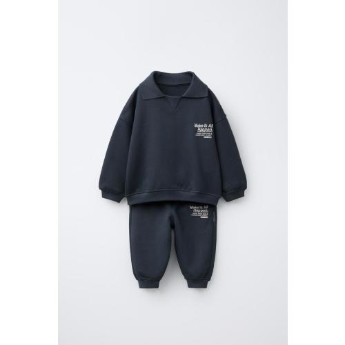 POLO NECK SWEATSHIRT AND JOGGER SET - Dark anthracite | ZARA United States