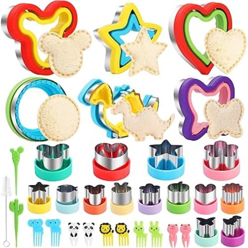 Sandwich Cutters for Kids Lunch, 33 Pcs Sandwich Cutter and Sealer Set for Kids Lunch, DIY Vegetable Fruit Shapes and Cookie Cutters for Kids Bento Box