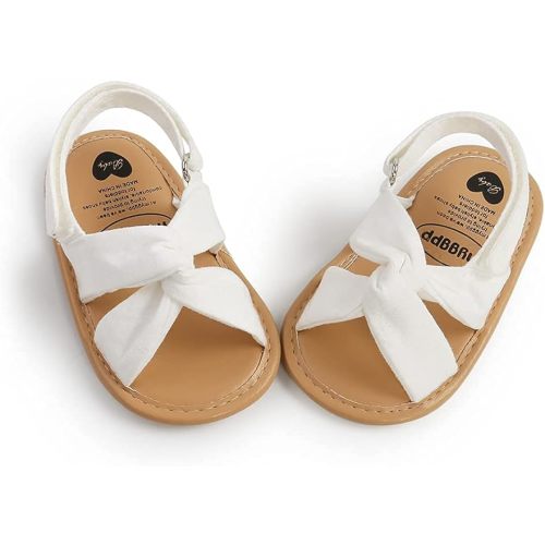 Meckior Infant Baby Girls Boys Summer Sandals Open Toe Lace Princess Dress Wedding Flats Shoes Newborn Toddler Soft Non-Slip Sole First Walker Crib Shoes - 6-12 Months Infant - A02/White