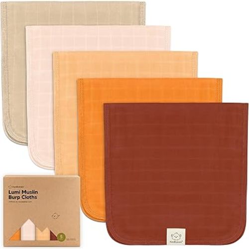5-Pack Muslin Burp Cloths for Baby Boys, Girls - Baby Burp Cloths Neutral, Soft and Absorbent Burp Clothes, Burping Cloths for Babies, Burp Rags, Baby Girl & Boy Burp Cloth,Baby Essentials(Sahara)