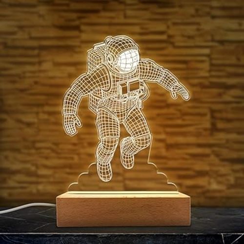 SANDJEST Astronaut 3D Night Light - Spaceman Optical Illusion Lamp Nightlight Gifts for Kids Girls Boys Men - Desk Room Bedroom Decor Gift for Outer Space Fan on Birthday Christmas