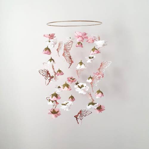 Fairy Mobile for Nursery, Fairy Baby Mobile, Crib Mobile Girl, Fairy Crib Mobile, Fairytale Mobile, Baby Mobile Girl, Garden Mobile