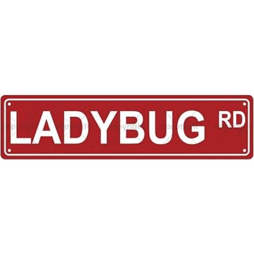LADYBUG RD ANIMAL Metal Tin Street Sign Bar Cafe Garage Cave Home Room Wall Bathroom Farmhouse Garden Porch Patio Decor, 16 x 4 Inch