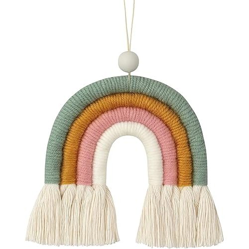 BOHO GARDEN Macrame Bohemian Rainbow Charm - Essential Oil Diffuser for Cars, Baby Nursery, Children’s Bedroom & Home Decor - Decorative Hanging Air Freshener & Accessories - Spring