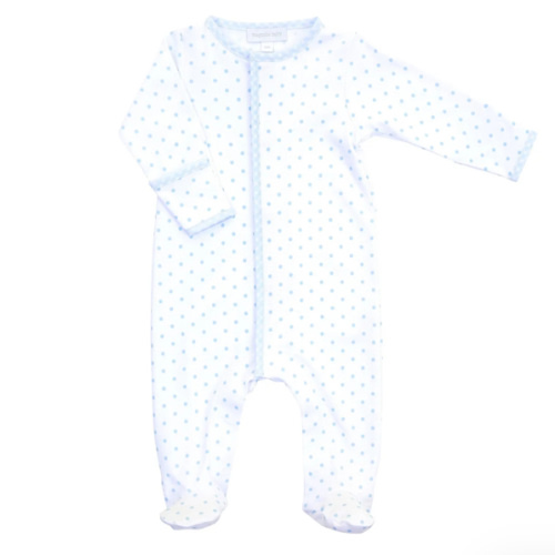 Gingham Dots Footie in Light Blue - Size: 3m