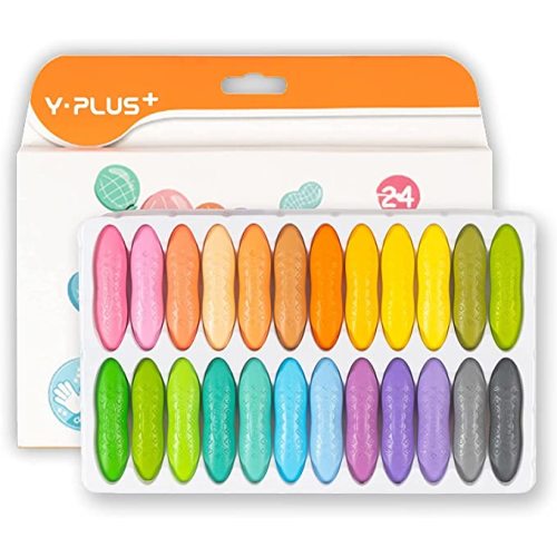 Peanut Crayons for Toddlers, Colors Non-Toxic Crayons, Easy to Hold Washable Safe Toddler Crayons for Kids, Coloring Art Supplies (24 Colors Macaron) - 24 Colors Pastel