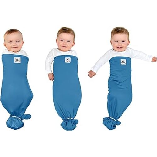 The Ollie Swaddle – Adjustable Baby Swaddle for Newborns | Pediatrician-Approved for Safe Sleep | Easy Closure | Arms-Out | Lightweight, Machine-Washable | Easy Diaper Access (Ocean, One Size)