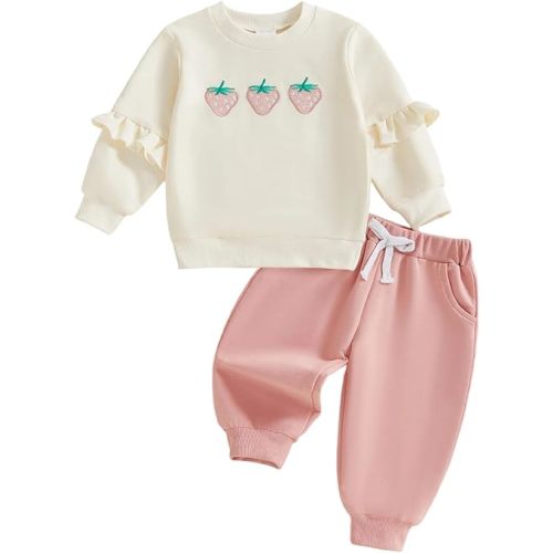 Nyapruwe Baby Girl Outfits Toddler Fall Winter Clothes Cute Long Sleeve Sweatshirt Tops Pants Set Infant 2Pcs Clothing