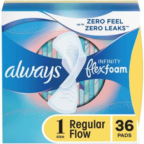 Always Infinity Regular Absorbency FlexFoam Pads for Women - Unscented - Size 1 - 36ct