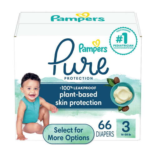 Pampers Pure Baby Diapers Size 3, 66 Count (Select for More Options)