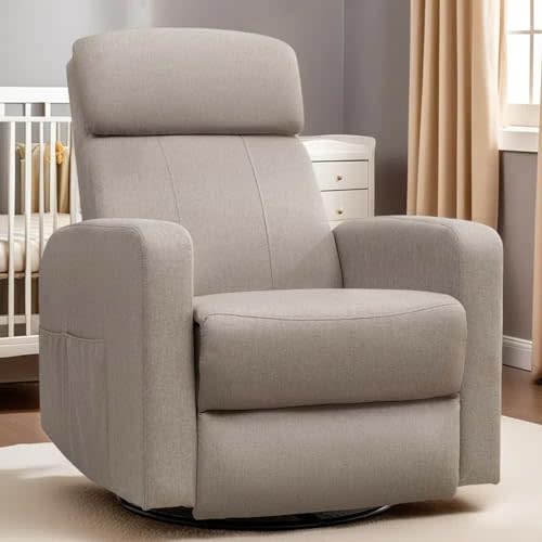 Korser Power Swivel Recliner Chairs for Adults, Electric Glider Rocking Chair Nursery, Glider Recliner Nursery Chair with Classified Side Pocket, Nursery Rocking Chairs with USB and Type-C Ports