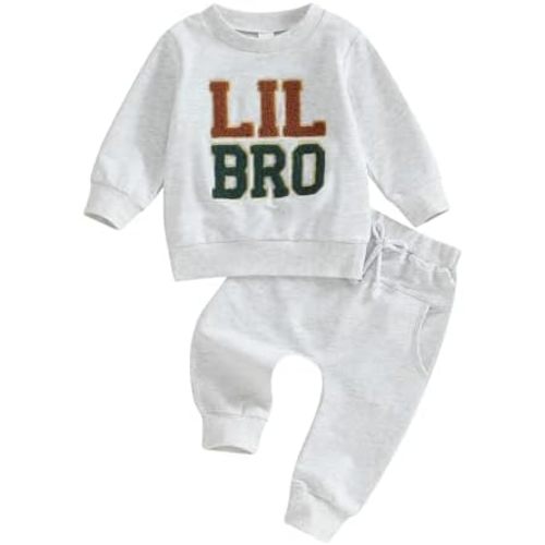 Little Brother Matching Outfits Long Sleeve Letter Embroidery Sweatshirt Pant Set