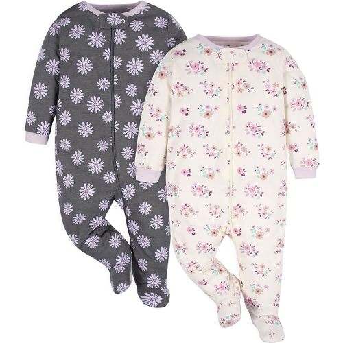 Gerber Baby Girls' 2-Pack Sleep 'N Play - 0-3 Months - Lavender Garden