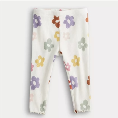 Baby Girl Jumping Beans® Floral Ribbed Leggings
