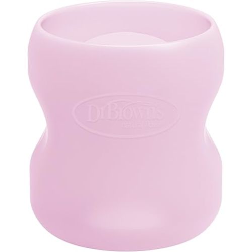 Dr. Brown's Options+ Wide-Neck Glass Bottle Sleeve, 100% Silicone, Pink, BPA-Free, 5 oz, 1-Pack