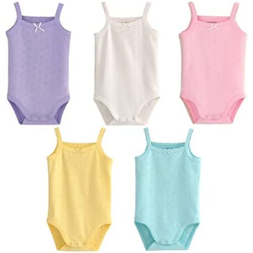 Baby Girls Spaghetti Strap Bodysuit Sleeveless Baby Tank Top Cotton Baby One-Pieces Pack of Summer Baby Clothes Outfit