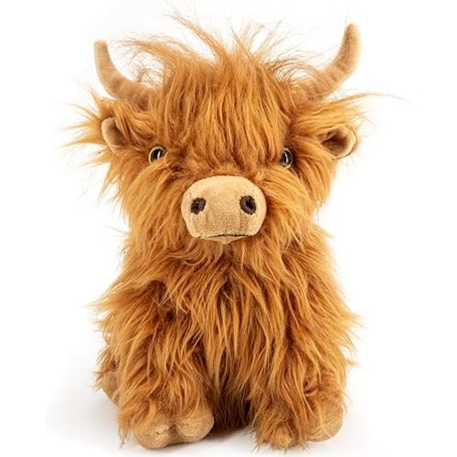 Highland Cow Stuffed Animal Toy - Brown Stuffed Animal Highland Cow Gift for Girls and Kids