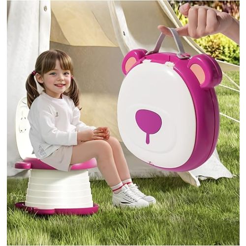 Travel Potty Seat for Toddler,Foldable Car Potty for Toddler, Portable Toilet Seat for Kids with Potty Liners, Absorbent Pads, Portable Potty Seat for Toddler Travel, Camping and Outdoor Use