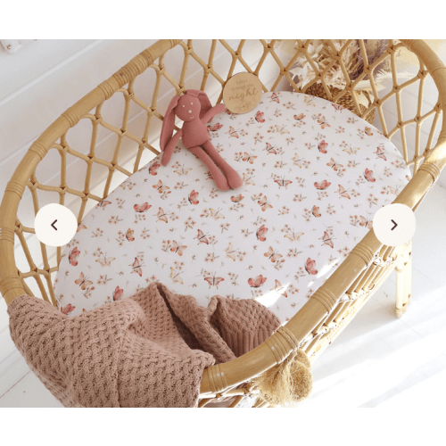Butterfly Organic Fitted Bassinet Sheet & Change Pad Cover | Snuggle Hunny