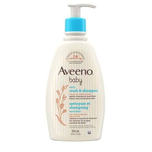 Aveeno Baby Daily Wash & Shampoo baby’s hair & Sensitive Skin Cleanser with Natural Oat Paraben Free & Phthalate Free, sulfates-free and dye-free - 354 mL, 354 mL, lightly scented - Walmart.ca