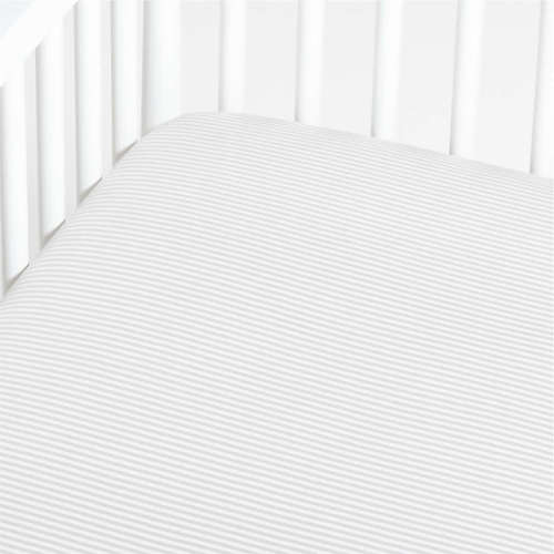 Baby's First Grey Stripe Organic Jersey Baby Crib Fitted Sheet