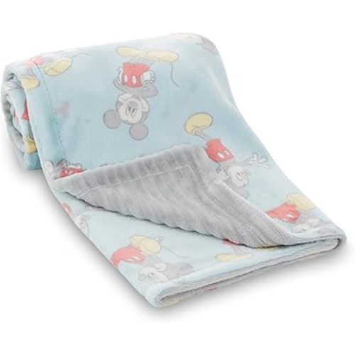 Disney Mickey and Minnie 2-Ply Infant Blanket - Soft Printed Mink Front, Textured Back - Cozy and Warm Baby Blanket for Boys and Girls, 30x40 Inches