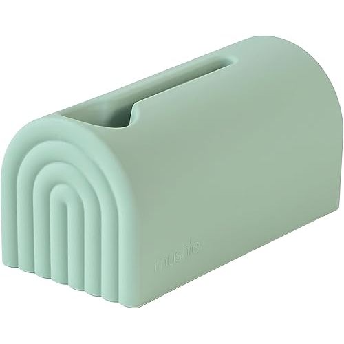 mushie Bath Spout Cover | Soft Silicone Bathtub Faucet Safety Guard for Kids | Universal Fit (Cambridge Blue)