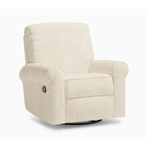 Comfort Manual & Power Swivel Glider Recliner | Ecru Performance Heathered Chenille