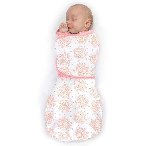 SwaddleDesigns 6-Way Omni Swaddle Sack for Newborn with Wrap & Arms Up Sleeves & Mitten Cuffs, Easy Swaddle Transition, Better Sleep for Baby Boys & Baby Girls, Heavenly Floral, Small, 0-3 Months