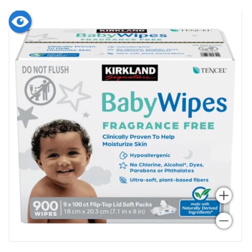 Kirkland Signature Baby Wipes Fragrance Free, 900-count