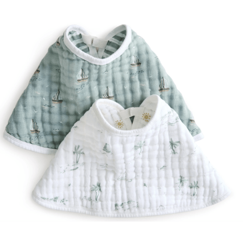 aden + anais Organic Cotton Muslin Oversized Burpy Bib in Sailing Seas