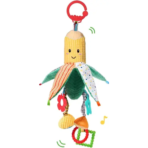 Hanging Rattles Toys, Car Seat Toys for Babies 0-6 Months, Newborn Crib Toys Sensory Corn Soft Stuff Baby Stroller Toys with Crinkle, Squeaky & Teether for Babies Boys Girls 0 3 6 9 to 12 Months
