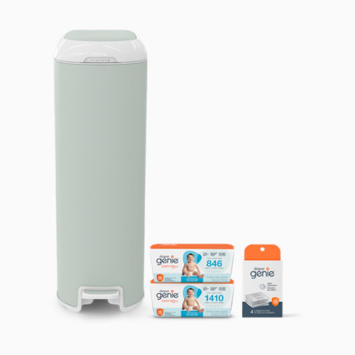 Diaper Genie Platinum Stainless Steel Diaper Pail Gift Set - Sage Green