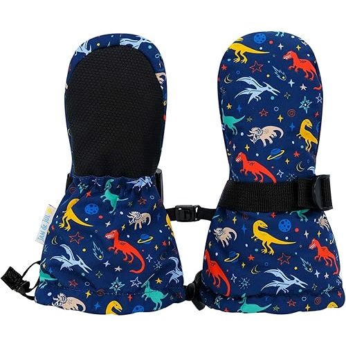 JAN & JUL Boys' Stay-On Snow Mittens Waterproof Insulated