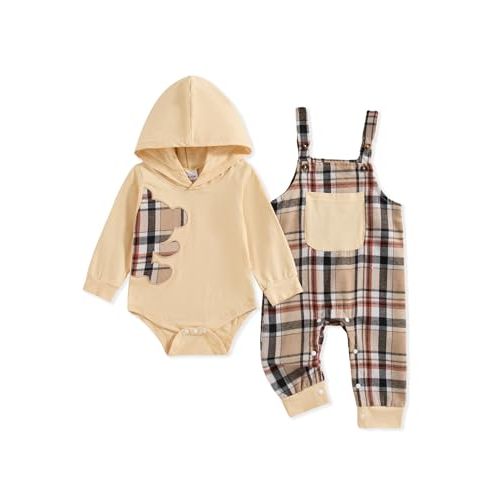 NZRVAWS Baby Boy Clothes Newborn Outfits Infant Romper Fall Winter Hoodie Pocket Pants Overalls Set NB-18M