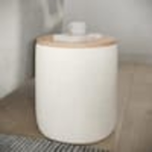 Lavish Home Storage Ottoman with Wood Top, Cream 80-FOTT-31