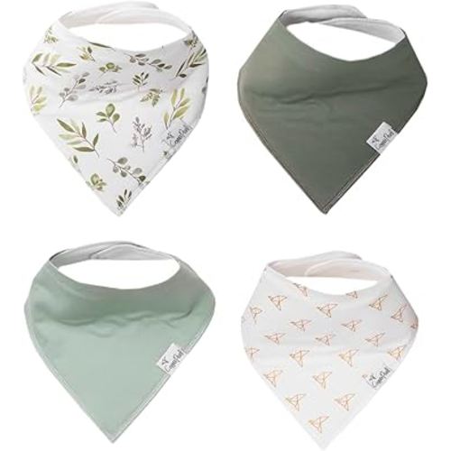Copper Pearl 4 Pack Soft Cotton Baby Bibs for Drooling and Teething, Absorbent Drool Bibs for Baby Girl and Boy, Adjustable to Fit Newborns to Toddlers, Tons of Styles (Haven)