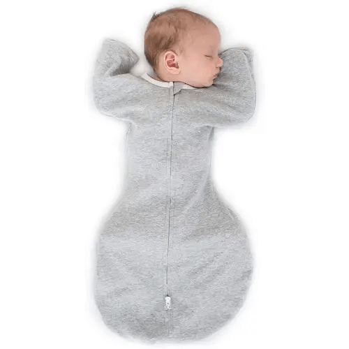SwaddleDesigns Transitional Swaddle Sack with Arms Up Half-Length Sleeves and Mitten Cuffs, Heathered Gray, 0-3mo, 6-14 lbs (Parents' Picks Award Winner), Small