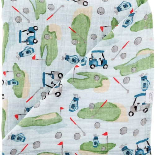 Mud Pie Muslin Swaddle, Golf , 47x47 Inch (Pack of 1)