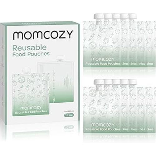 Momcozy Reusable Baby Food Pouches for Toddlers,BPA Free Plastic,Food Safe,Freezer Safe,Refillable for Applesauce Yogurt & Puree Squeeze Pouch,10 Packs,7oz