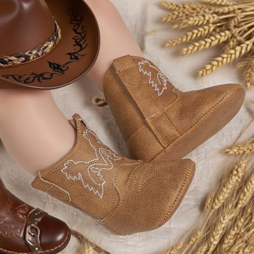 Meckior Baby Girls Cowboy Tassel Boots Side Zipper Moccasins Soft Bottom Non-Slip Toddler Shoe