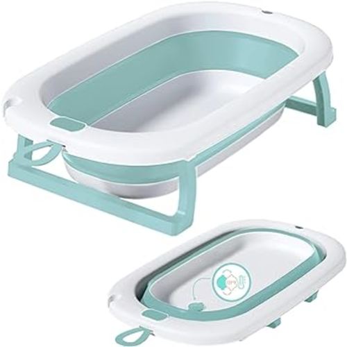 Lulyboo Collapsible Baby Bathtub - Lightweight Newborn Bathtub - Easy to Store Baby Tub for 0 to 12 Months - Foldable Toddler Infant Bath tub - Sensitive Plug Water Temperature - Baby Registry Search
