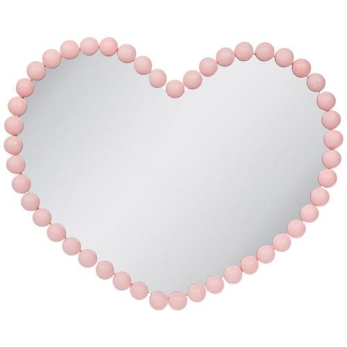 Pink Beaded Heart Wall Mirror