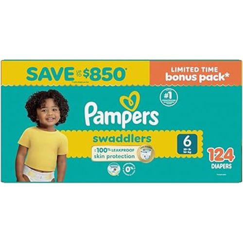Pampers Swaddlers Diapers, Size 6 (35+ Pounds), 112 Count