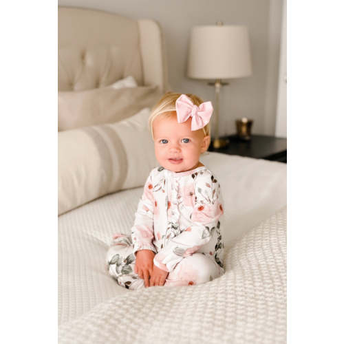 Millies Dusty Rose Floral Ruffle Zipper Footie