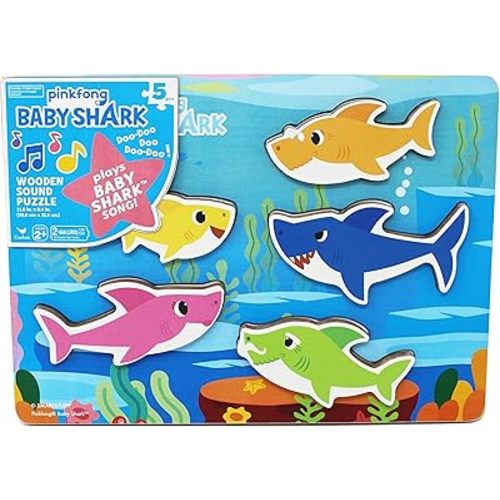 Spin Master Games, Pinkfong Baby Shark Musical Wood Sound Puzzle, Plays Viral Song, Baby Shark Toddler Toys, Christmas Gifts for Toddlers, for Ages 2+